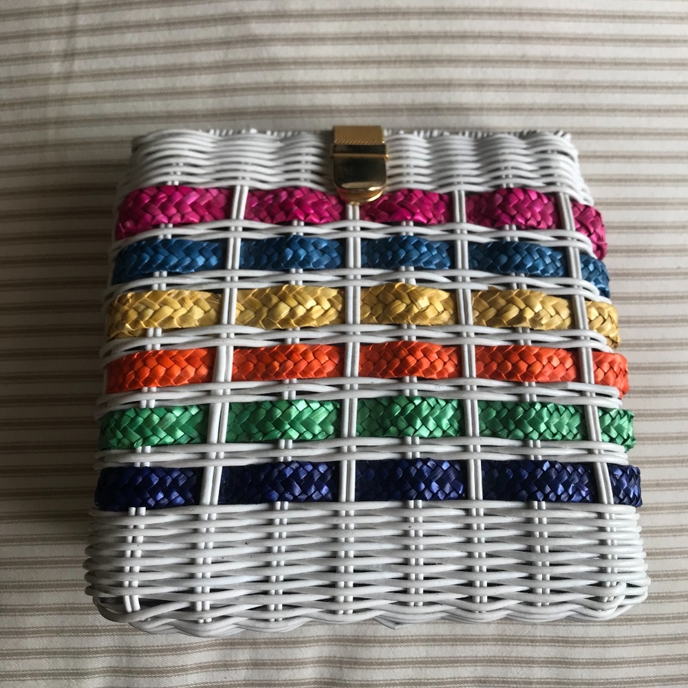 Rainbow Wicker Shoulder Bag